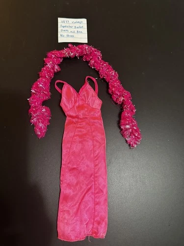 Vintage 1977 Superstar Barbie set  #9720 Hot Pink Evening  Gown & Boa Stole