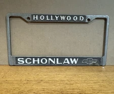 Schonlaw Chevrolet Hollywood Dealer License Frame 1929-1988 Sunset Strip Chevy