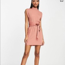 NWOT ASOS Dusty Rose Mini Dress with Obi Belt Evening Cocktails Size 6