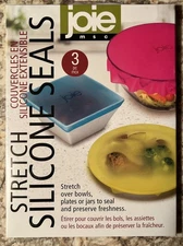 Joie 3 Pack Stretch Silicone Stretch Seals For Bowls Plates Jars Food Fresh NIP