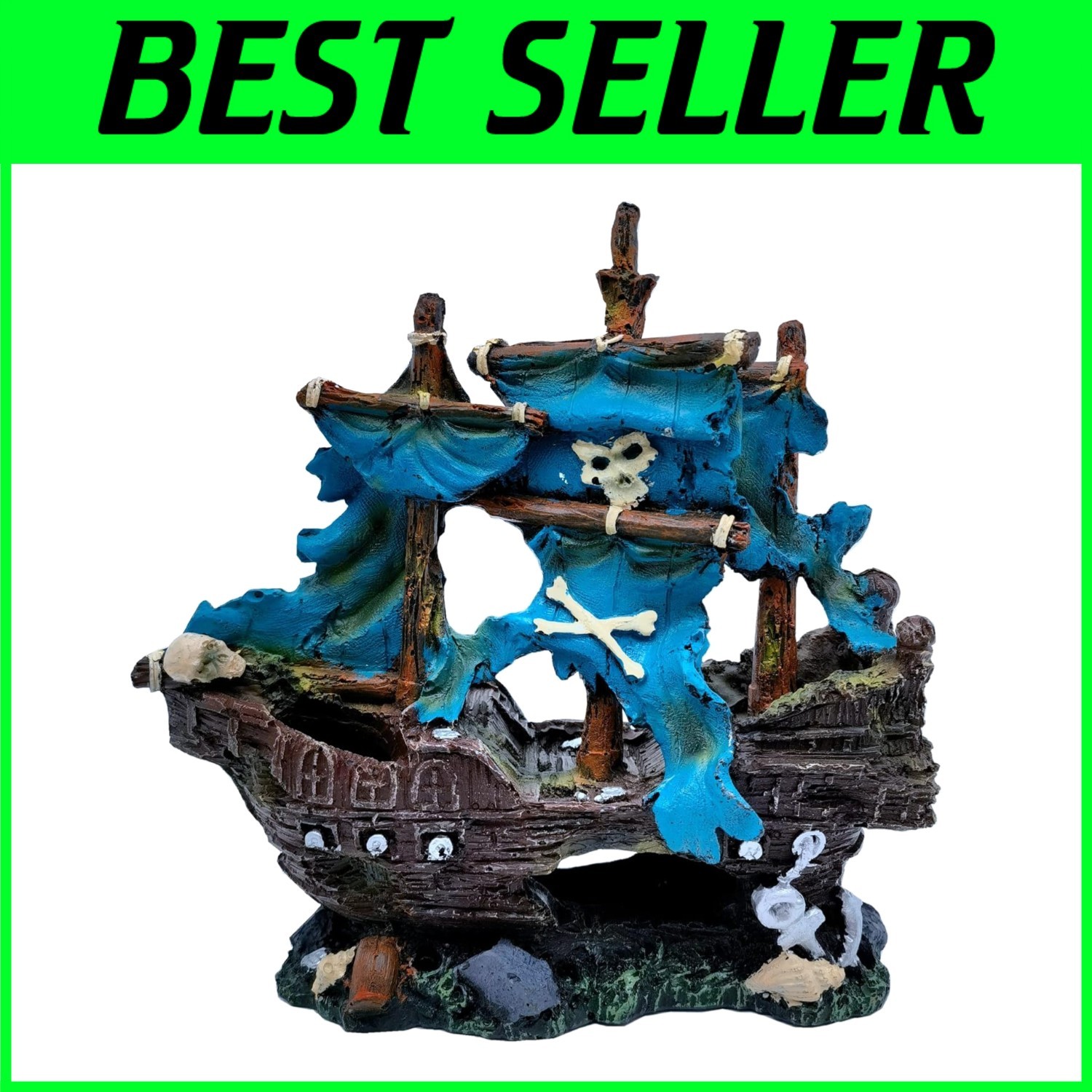 Antique Pirate Shipwreck Aquarium Sculpture - Fish Hideout Decor