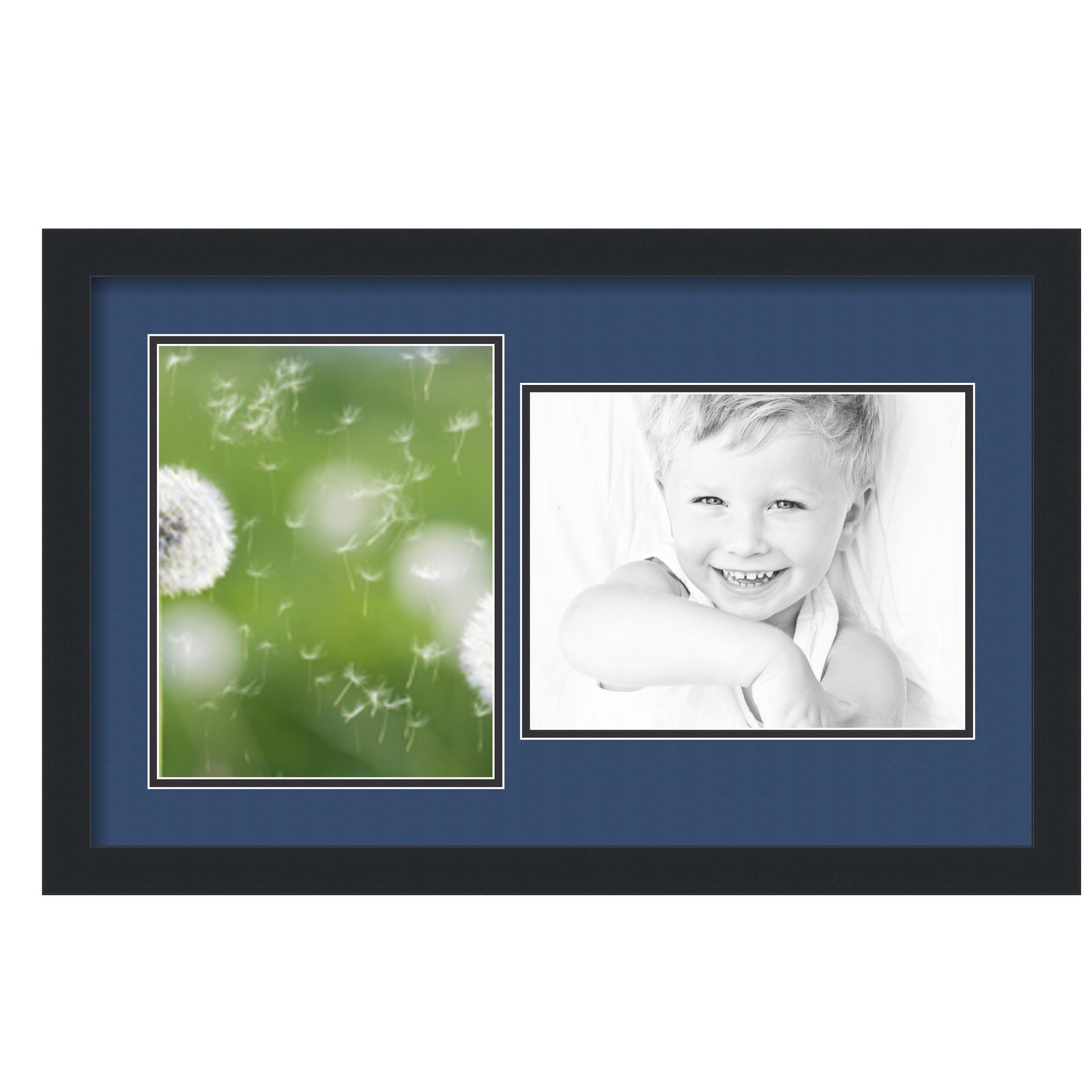 ArtToFrames Collage Mat Picture Frame 2 8.5x11" Openings in Satin Black 8437