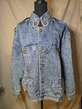 Acid Wash High Quality Denim Jacket Artisan Designed Bomber Style Men's Large