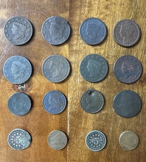 Lot Of Old U.S. Coins From 1800'S Large & Half Cent Shield Nickel Flying Eagle