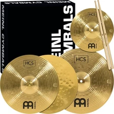 Brass Drum Cymbal Set with Sticks, Lessons, 10/13/14 Inch for Beginners