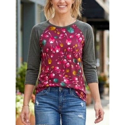 Raglan Tee Lularoe Randy Maroon Gray XXS NWT