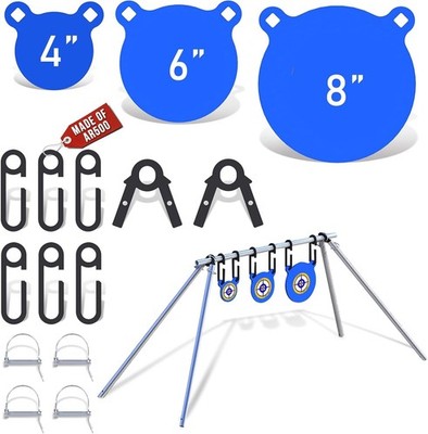 3/8'' AR500 Steel Target Combo Set, 4'' 6'' 8'' AR500 Gong Targets, Complete AR5