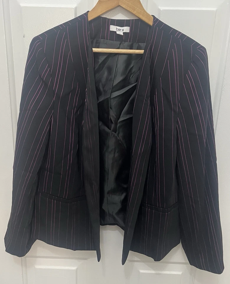 NUEVO - Chaqueta Blazer Bar III Mujer Negro y Rosa Moda Rayas - 2X Foto 2 de 4