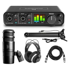 MOTU M2 Desktop 2x2 USB-C Audio Interface, Bundle with AT2040 Microphone, Broadc