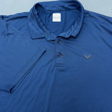 Callaway Polo Mens XXL 2XL Blue Striped Opti Dri Fit Golf Short Sleeve