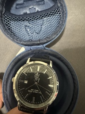 U.S. Polo Assn. Armbanduhr Herren, Schwarz, Leder