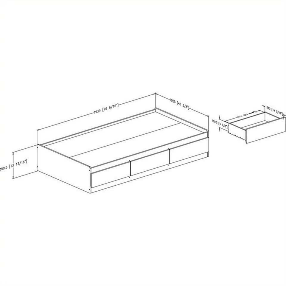 South Shore Fynn Twin Mates Bed with 3 Drawers in Gray Oak - Image 2 of 4