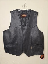 Hot Leathers Men’s Motorcycle Vest – 2XL – Black – Genuine Leather Look – NEW...
