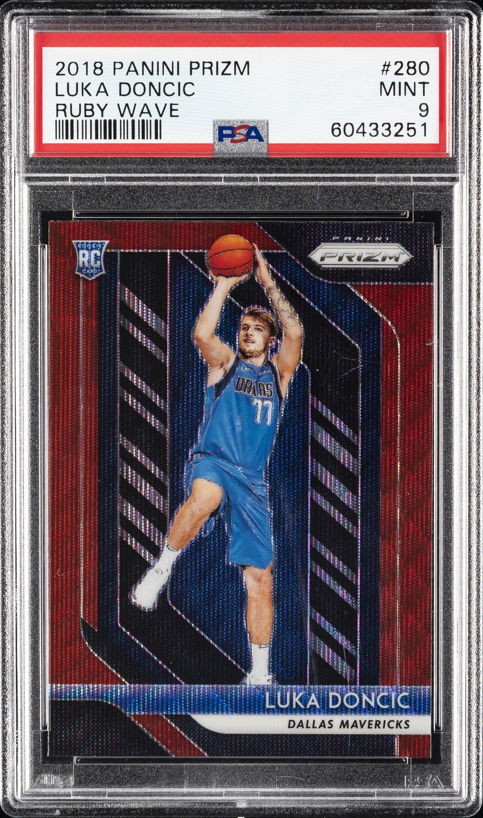 2018 PANINI PRIZM RUBY WAVE #280 LUKA DONCIC ROOKIE RC PSA 9