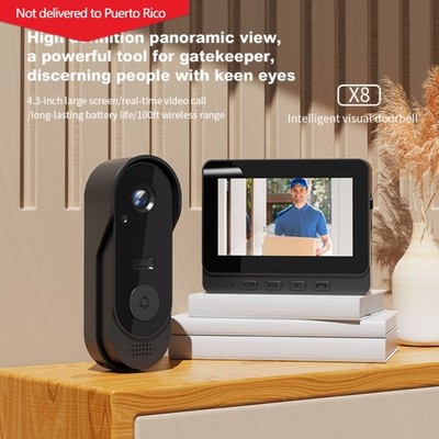 Visual Smart Doorbell, 4.3'' Color Display, IP66 Waterproof, 300K Camera