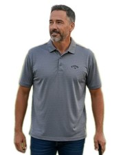Callaway Opti-Dri Men's Gray Striped Short Sleeve Performance Golf PoloSZ L