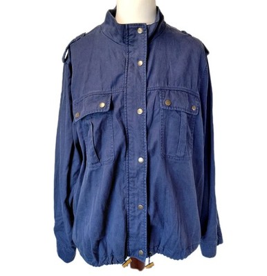 Fat Face Damen Natalie Jacke Gr. 20 Navy Übergang Full Zip Nieten Taschen