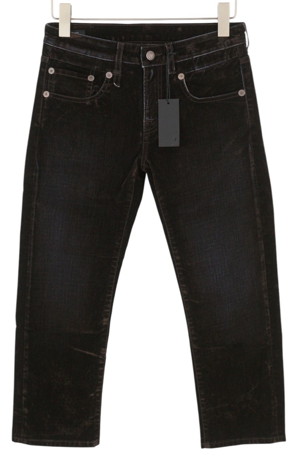 R13 Boy Straight Women Jeans 26 Flocked Brown Mid Rise Zip Fly Ankle Cropped I