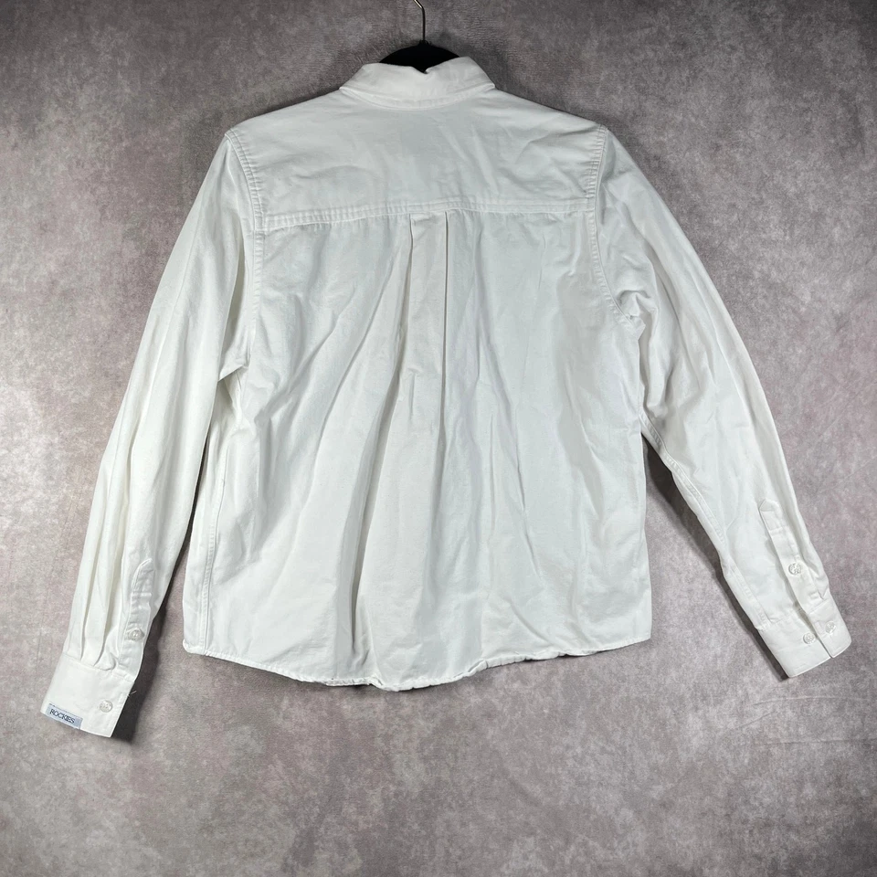 Camisa Rockies Vintage Mujer Mediana Blanca Denim Botón Western Rodeo Vaquera Foto 4 de 4