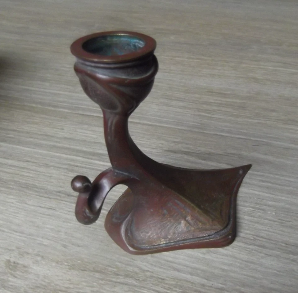 Petit bougeoir en Bronze ancien art nouveau Jugendstil design  - Photo 3/4