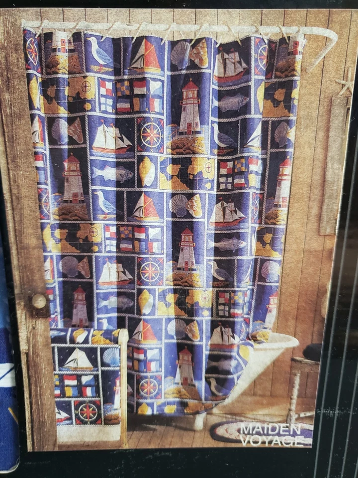 Vintage Creative Bath Shower Curtain "MAIDEN VOYAGE" Sailing Beach Boating NEW! - Image 3 of 4