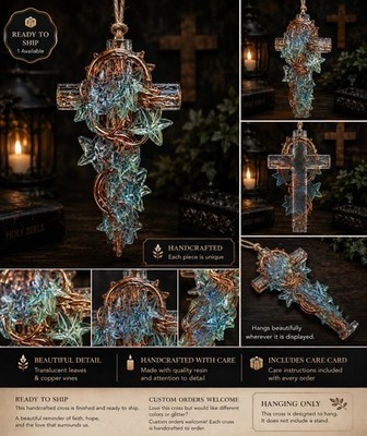 Handcrafted Resin Cross Wall Hanging | Christian Home Décor | Faith Collection