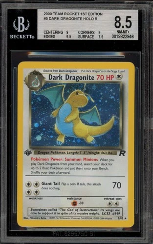 Pokemon Dark Dragonite Team Rocket 1st Edition Holo Rare #5 BGS 8.5