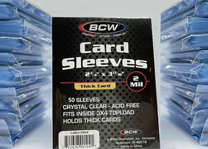 50 BCW Thick Jersey Loose Penny Sleeves Sports Cards Gaming FREE SHIPPING