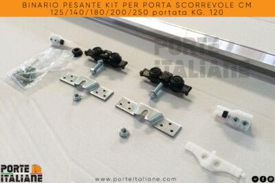SCHWERE GLEISE KIT FÜR SCHIEBETÜR 125/140/180/200/250 CM Tragkraft KG. 120