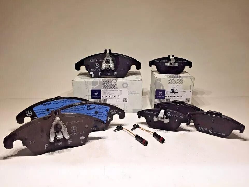 Front&Rear Brake Pads With Sensors For Mercedes C250 C300 C350 E550 E350 GENUINE