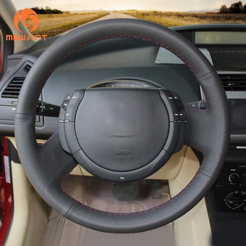 Black Genuine Leather Steering Wheel Cover for Citroen Triumph Old C4 C-quatre - Picture 3 of 8