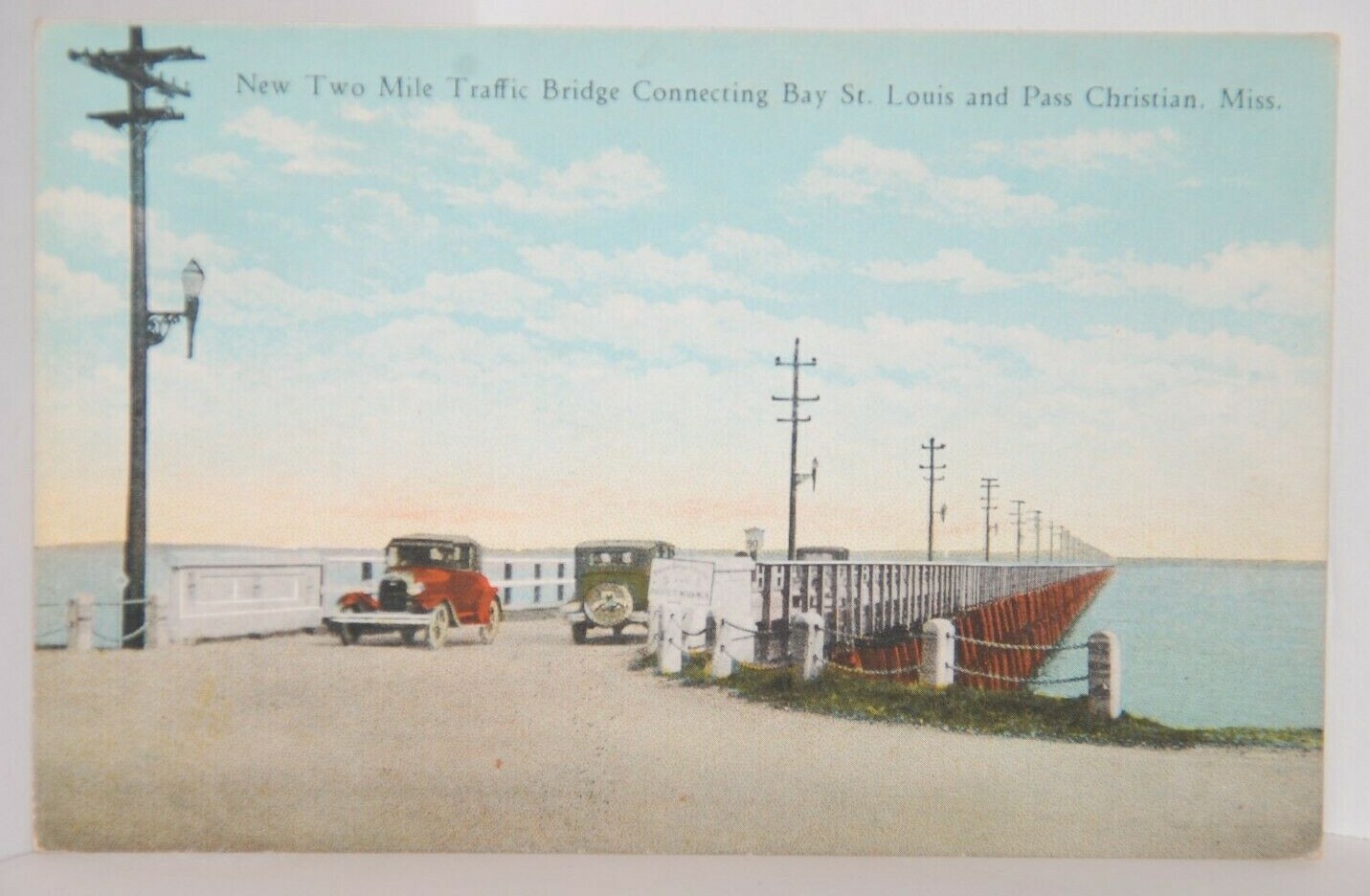 Antique ca 1928 Mississippi Postcard 1st Bridge over the BAY of ST