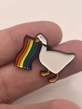 LGBTQ Pride Rainbow Flag White Goose Enamel Lapel Pin - FREE SHIPPING