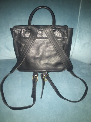 M London Black Pebbled soft luxurious Leather Backpack Purse  display picture 1