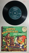 WOODY WOODPECKER DAVY CROCKETT (EAP) Capitol  7" 45 RPM vinyl record/sleeve VG+
