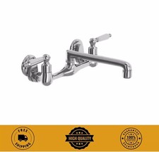 Builders Double-Handle Wall Mount Low-Arc Standard Kitchen Faucet in Polished Ch