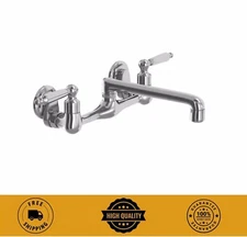 Builders Double-Handle Wall Mount Low-Arc Standard Kitchen Faucet in Polished Ch