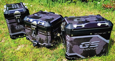 BMW GS R1250 TRIPLE BLACK  Pannier SIDE TOP CASE CARBON decals custom graphics 