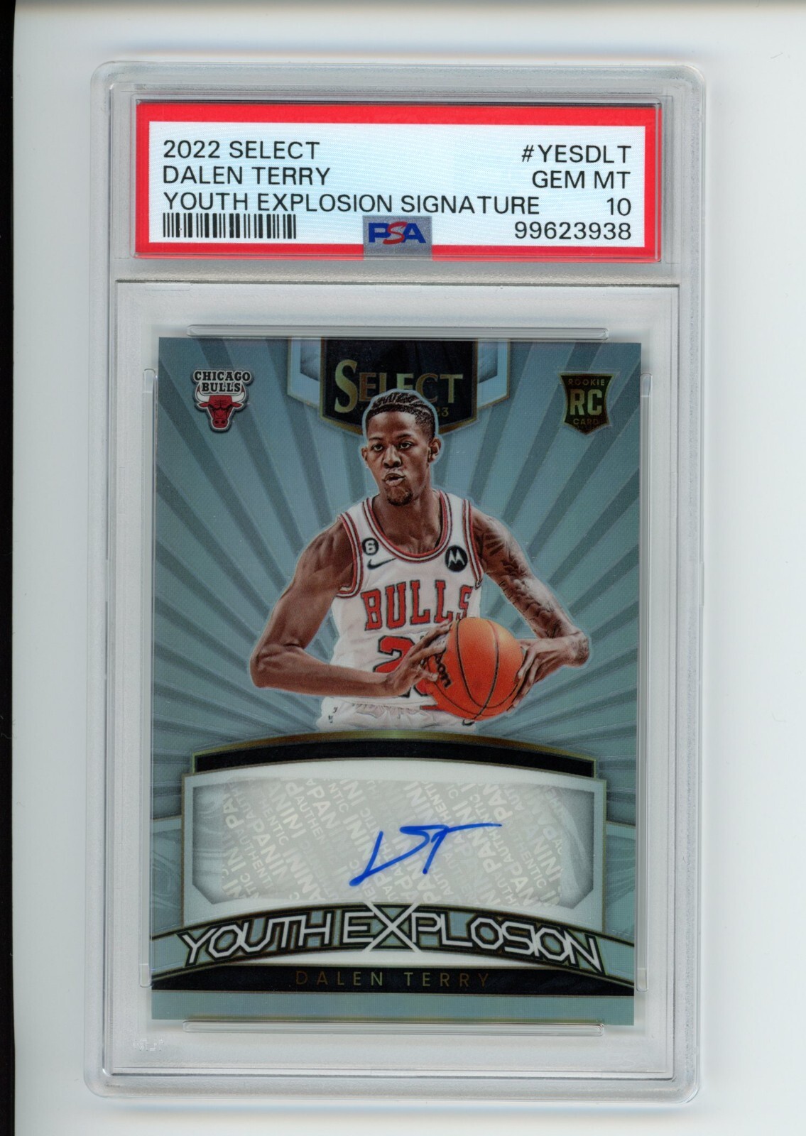 2022 Panini Select Dalen Terry Youth Explosion Silver Rookie RC Auto PSA 10