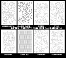 8PACK Camouflage Easy Peel Airbrush Camo Gun R C RC Body Mask Painting Stencils