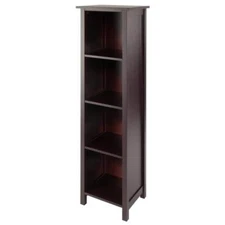 Winsome Wood Storage Shelf 4-Section 55 in. Tall Walnut Finish Home Organizer