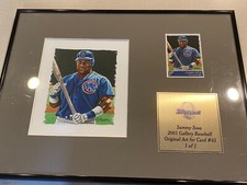 Sammy Sosa 2001 Topps Gallery Baseball Original Card Art Topps Vault 1/1 Framed