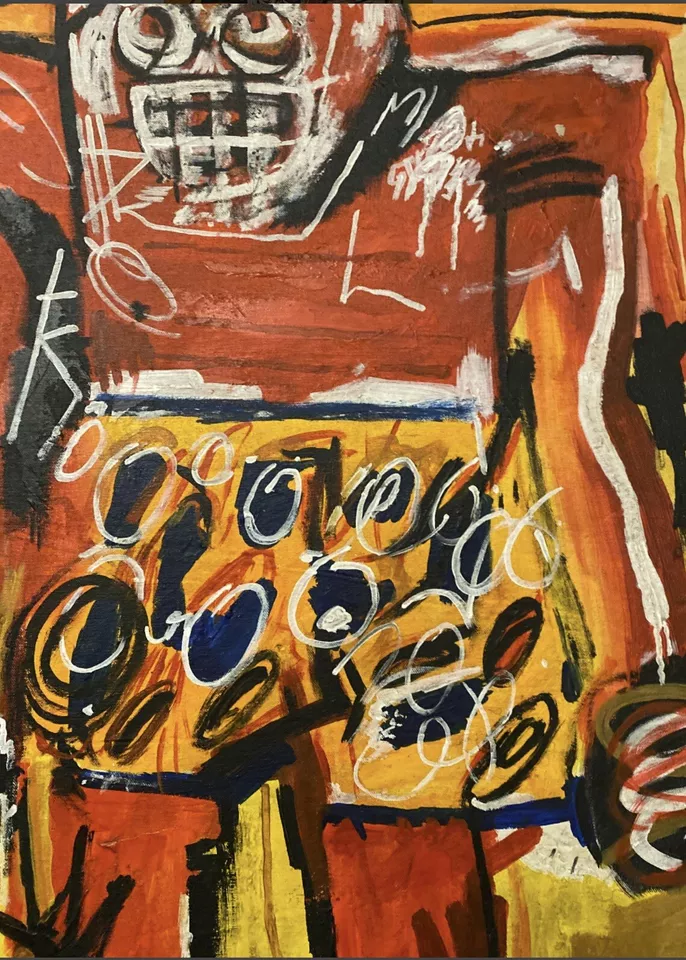 Jean Michel Basquiat (óleo sobre lienzo) estilo de, “Sugar Ray Robinson” Foto 4 de 4