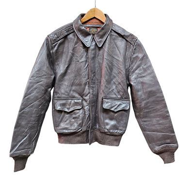 Genuine US Type A2 Leather Pilot Flight Jacket Talon Zipper US MFG