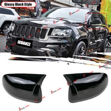 For Jeep Grand Cherokee Wk2 11-20 Gloss Black Side Wing Mirror Cover Horn Style