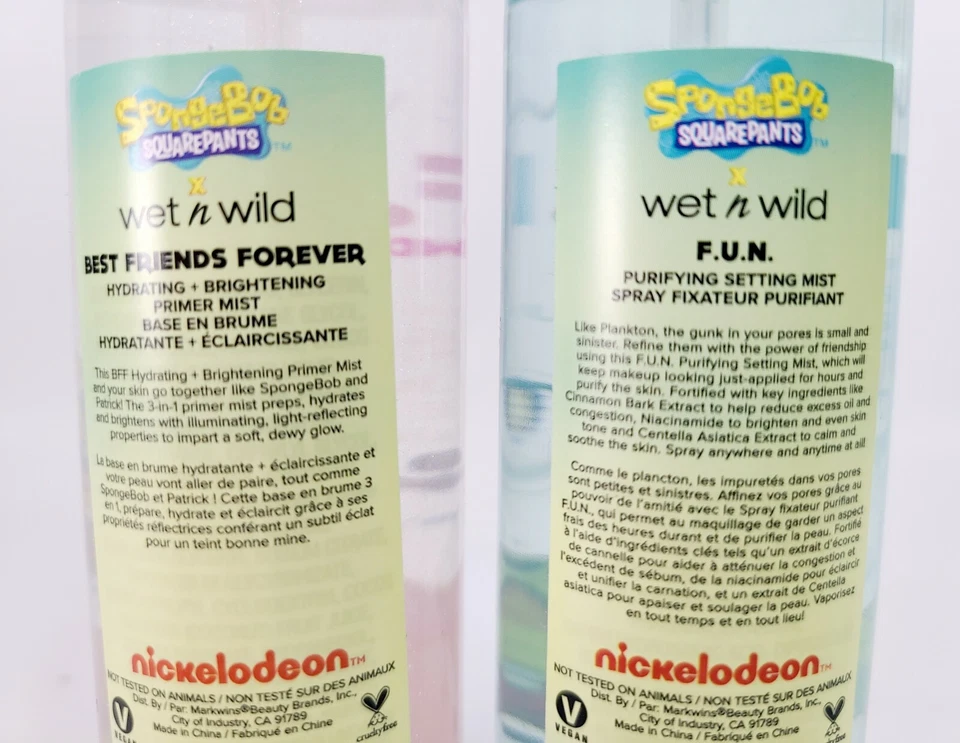 Wet n Wild Spongebob Squarepants BFF Primer & FUN Setting Spray Mist 2 Pack NEW - Image 3 of 4