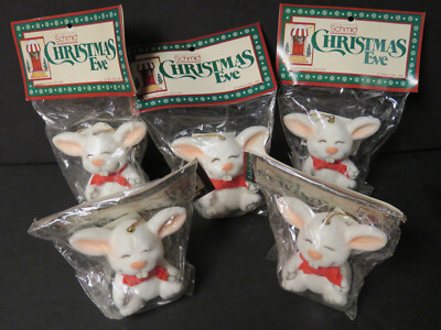 5 Schmid Christmas Eve Mouse Ornaments Sealed Arctic Antics 1985