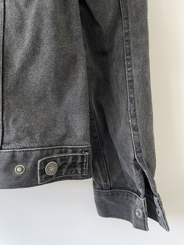 Allsaints “Baton” Washed Black Distressed Denim Jacket Corduroy Collar Medium - Picture 14 of 14