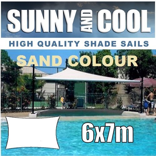 HEAVY DUTY SHADE SAIL-6x7M RECTANGLE IN SAND - Picture 1 of 4