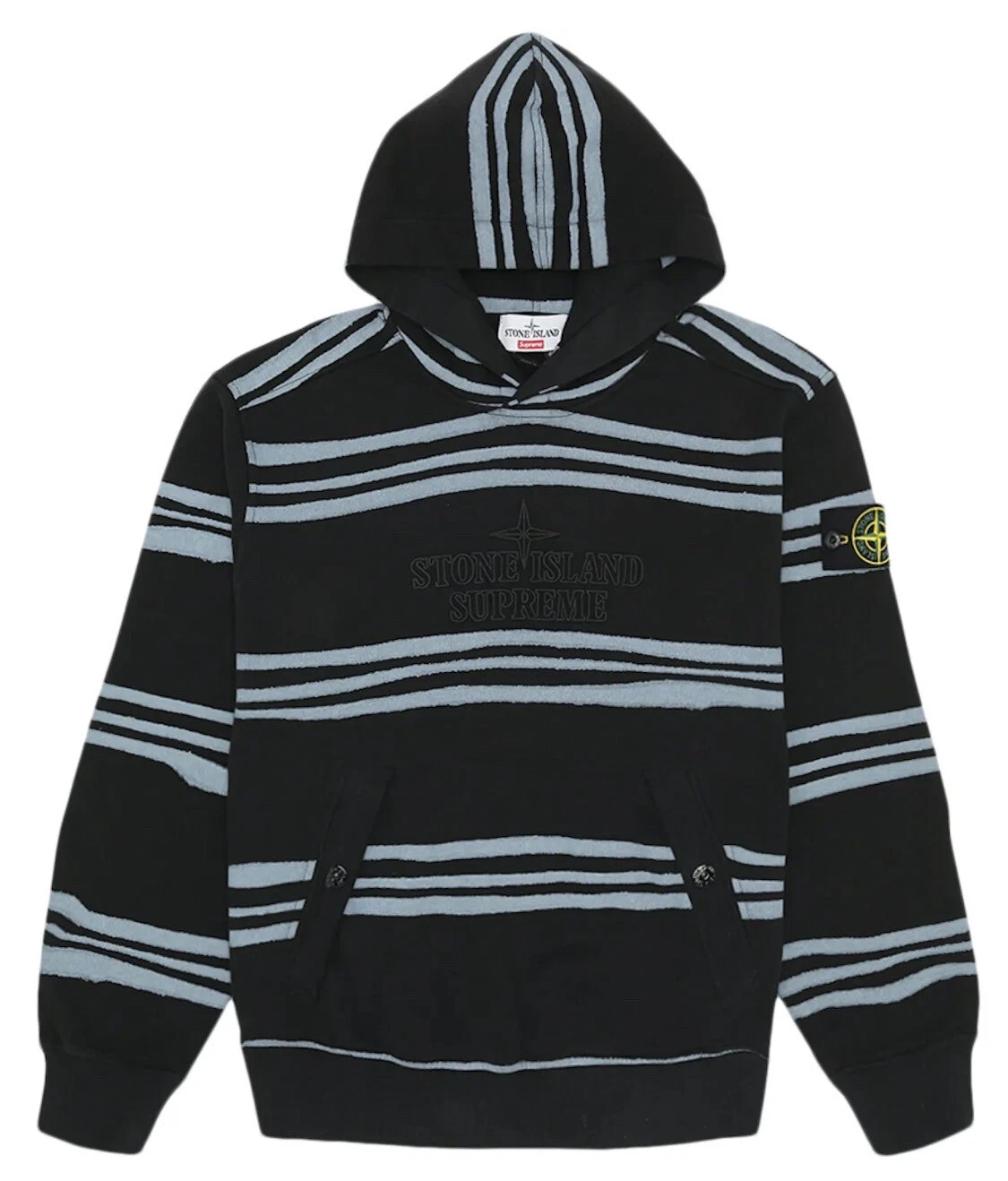 Sweat shirt à capuche à rayures Supreme Stone Island Warp, moyen (noir) FW20, NEUF AVEC ÉTIQUETTES